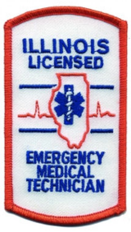ILLINOIS LICENSED EMERGENCY MEDICAL TECHICIAN, EMT SHOULDER PATCH - SEW ON.
